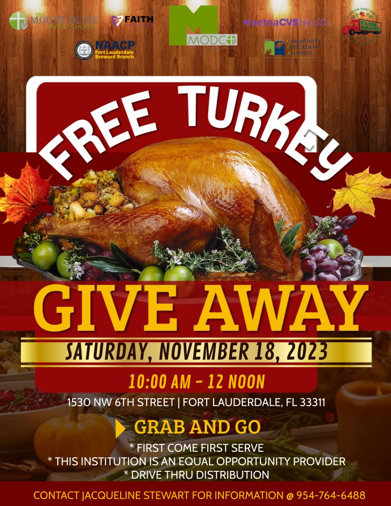 Thanksgiving Grab & Go Turkey Giveaway New Mount Olive Baptist Church