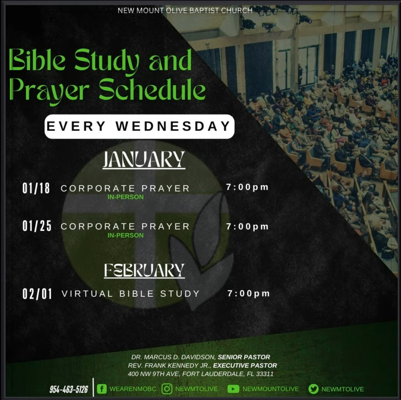 Bible Study & Prayer Schedule