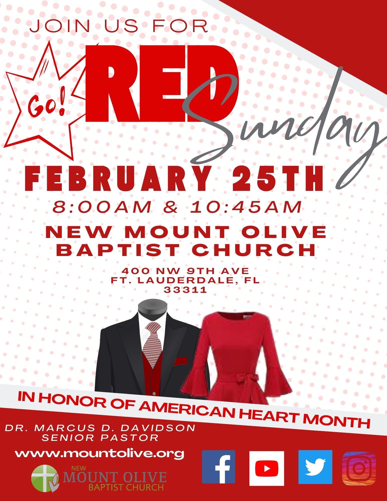 Go RED Sunday New Mount Olive Baptist Church